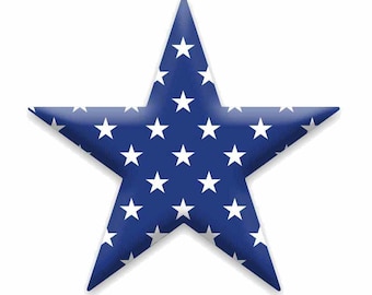 10" Metal Navy Blue Star with White Stars – Patriotic Wreath Attachment – Floral Swag Accent – Americana Craft Supply - MD1536C8