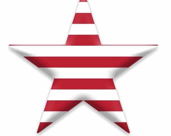 Patriotic Wreath Sign - 10" Red White Striped Metal Star – Americana Wreath Sign – DIY Craft Supply - MD153630