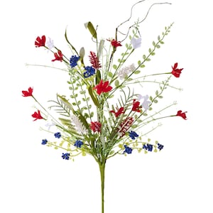 24" Patriotic Red, White and Blue Floral Spray | 4th of July & Memorial Day Decor | FH807154  Patriotic Flowers for Wreaths and DIY Crafts