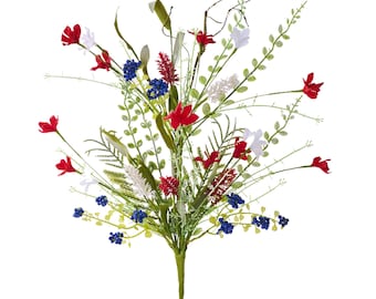 24" Patriotic Red, White and Blue Floral Spray | 4th of July & Memorial Day Decor | FH807154  Patriotic Flowers for Wreaths and DIY Crafts