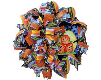 Halloween Jack 0 Lantern Wreath for your Front Door, Halloween Door Decor