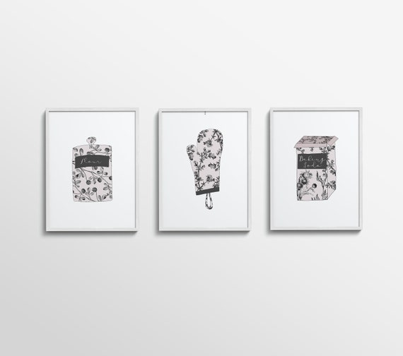 Set of 3 Baking Wall Art Printable Kitchen Wall Decor Etsy