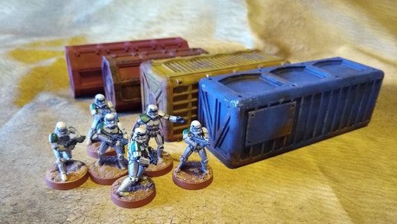 Warhammer Post Apocalytic Style Shipping Containers D+D Scenery Hides 3d Printed