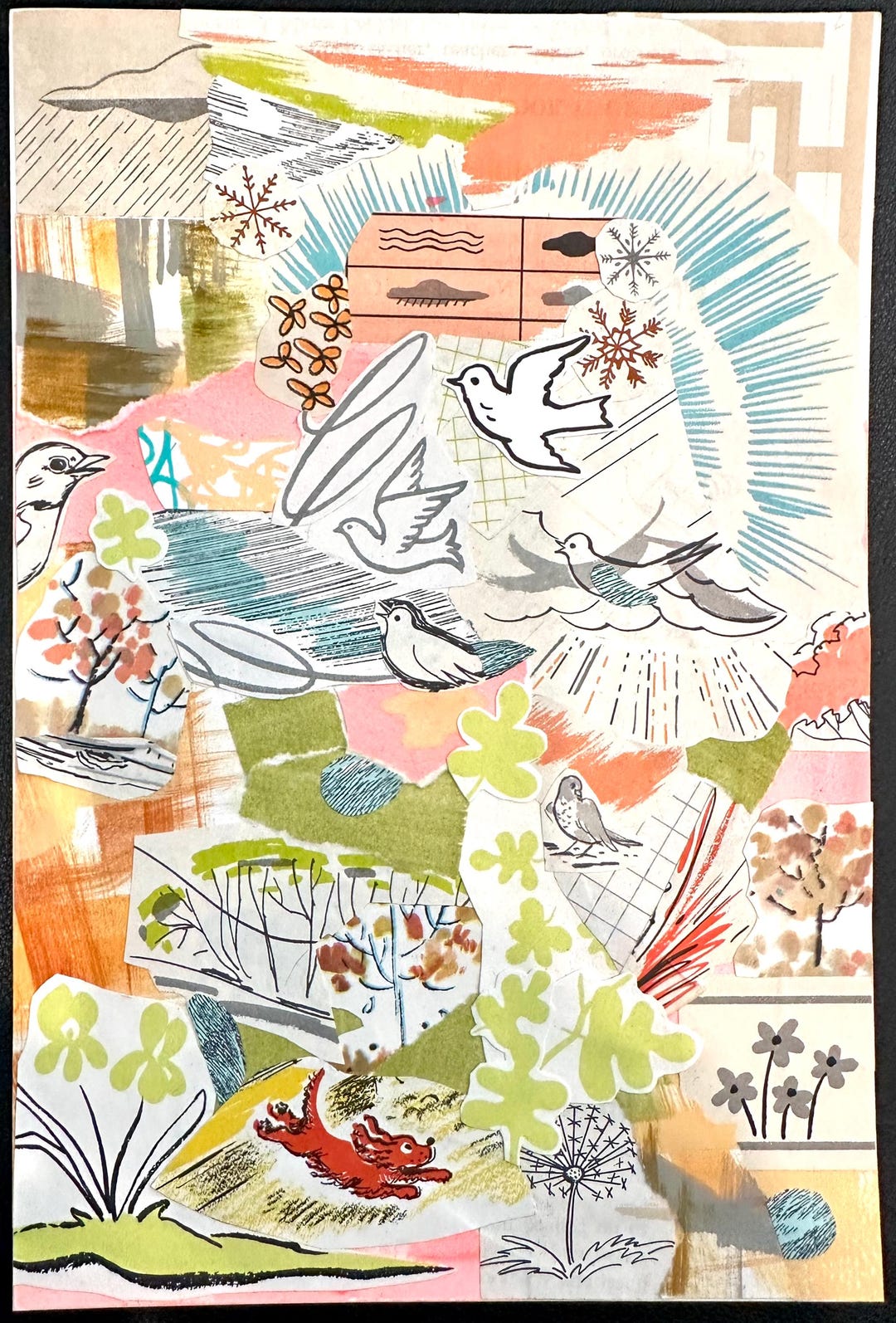 Analog Collage "spring is Springing" Vintage Children's Illustrations ...