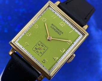 Vintage 1950 Mans WITTNAUER LONGINES Impresionante esfera verde GARANTÍA con servicio completo