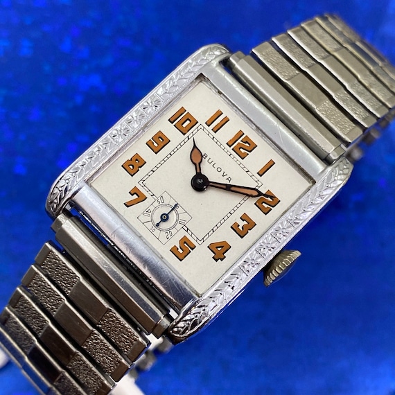 Exquisite Vintage 1927 Mans BULOVA Engraved Case Stunning Dial Serviced WARRANTY Etsy UK