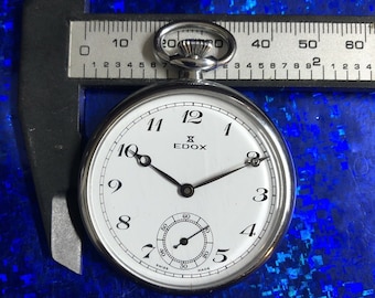 ヴィンテージ懐中時計 EDOX 美しい文字盤、手動巻き上げ、保証付き