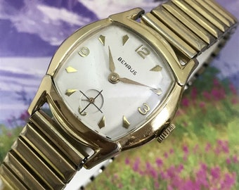 Reloj vintage BENRUS de cuerda manual para hombre de los años 50, en excelente estado, con servicio completo y GARANTÍA