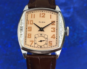 Vintage 1920’s Man’s ELGIN USA Hand Winding Stunning Dial Serviced W/ WARRANTY