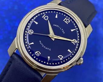 Exquisite Vintage 1950’s Man’s HAMILTON Automatic Stunning Blue Dial , WARRANTY