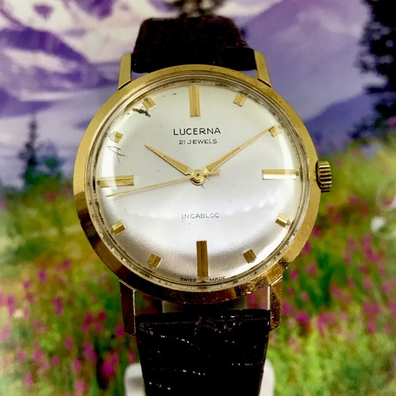 Vintage 1970s Mans LUCERNA 21J Manual Wind Wristw… - image 3