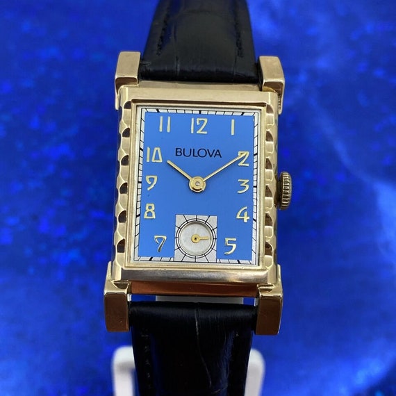 Vintage 1948 Man’s BULOVA 21 Jewels Stunning Blue… - image 3