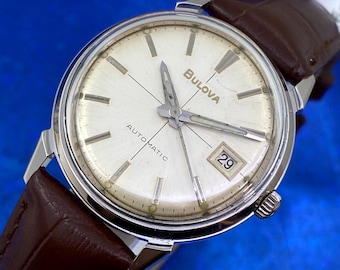 Vintage 1969 Man’s BULOVA M9 Automatic 17J Silver Dial Fully Serviced & WARRANTY