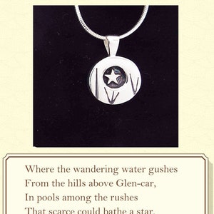 Pendant, Yeats poetry, Quote about star, Pendant with meaning, Glencar Waterfall, The Stolen Child, W.B. Yeats poetry, Literary Gift, writer