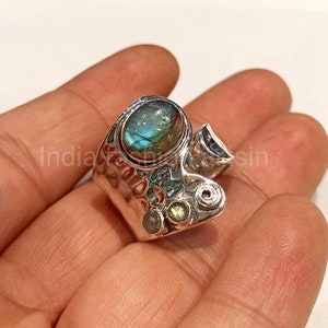 Adjustable Labradorite Silver Ring/Handmade Silver 925 Ring/Women Gifts Ring/Silver Ring/Statement Silver Ring.