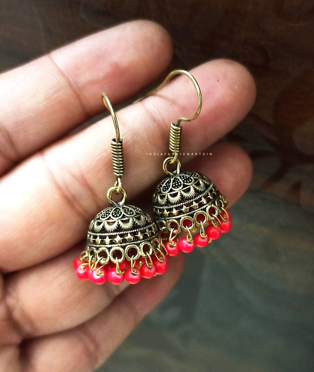 Oxidized Jhumka/trendy Indian Golden Copper Jhumkas Earrings