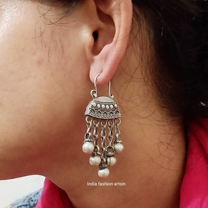 ChandBalis Tribal Handmade Silver 925 Earrings/Ethnic Indian ChandBalis Earrings/Bohemian Earrings.