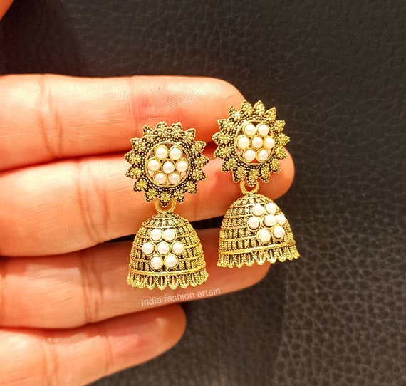 Gold Plated Traditional Indian Chandbali Earrings: Wholesale Jewelry