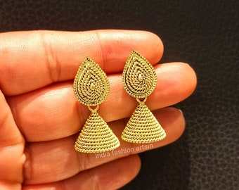 Earrings for Women/Antique Golden jhumka Earrings/Indian traditional Earrings/Gift for her/Ethnic Earrings/Golden jhumka.