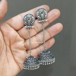 Ethnic jhumka Earrings/Fashion Earrings/Indian traditional Earrings/Tribal Earrings/Gifts for her/Oxidized Earrings/Light weight Earrings