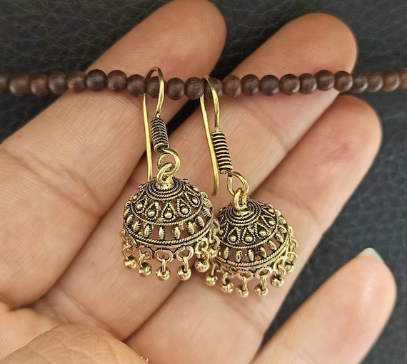 Trendy Indian Copper Golden Small Jhumkas Earringsoxidised Etsy