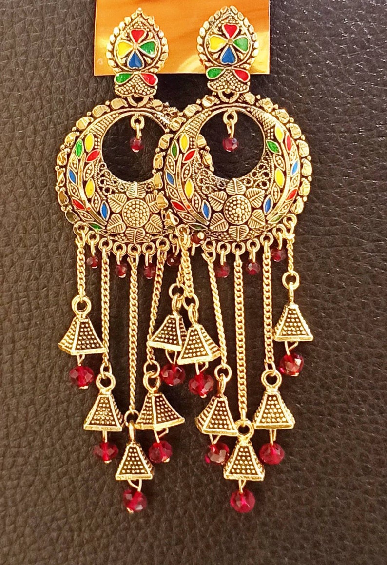 wedding Chandbali,Traditional Earrings Indian Earrings Bollywood Golden Earrings Handmade Earrings Anniversary Earrings