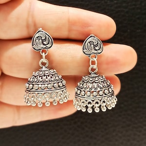 Oxidized Jhumka/Handmade Earrings/Ethnic Jhumkas Earrings/ Silver Plated Jhumka Earrings.