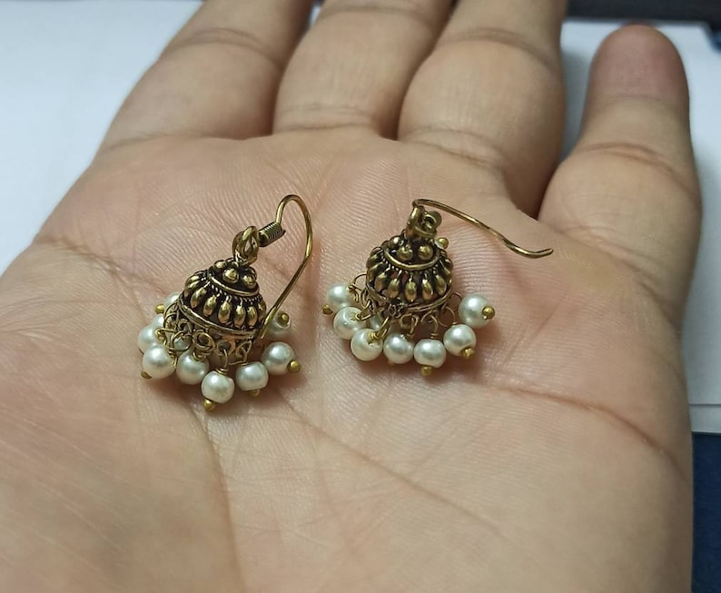 Boho Small Jhumkas Earrings,Oxidized Golden Jhumkas,Traditional Regular wear Earrings