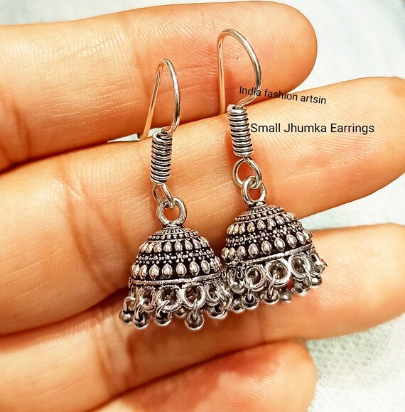 Indian Oxidised Jhumki Earrings handmade Traditional Jhumka