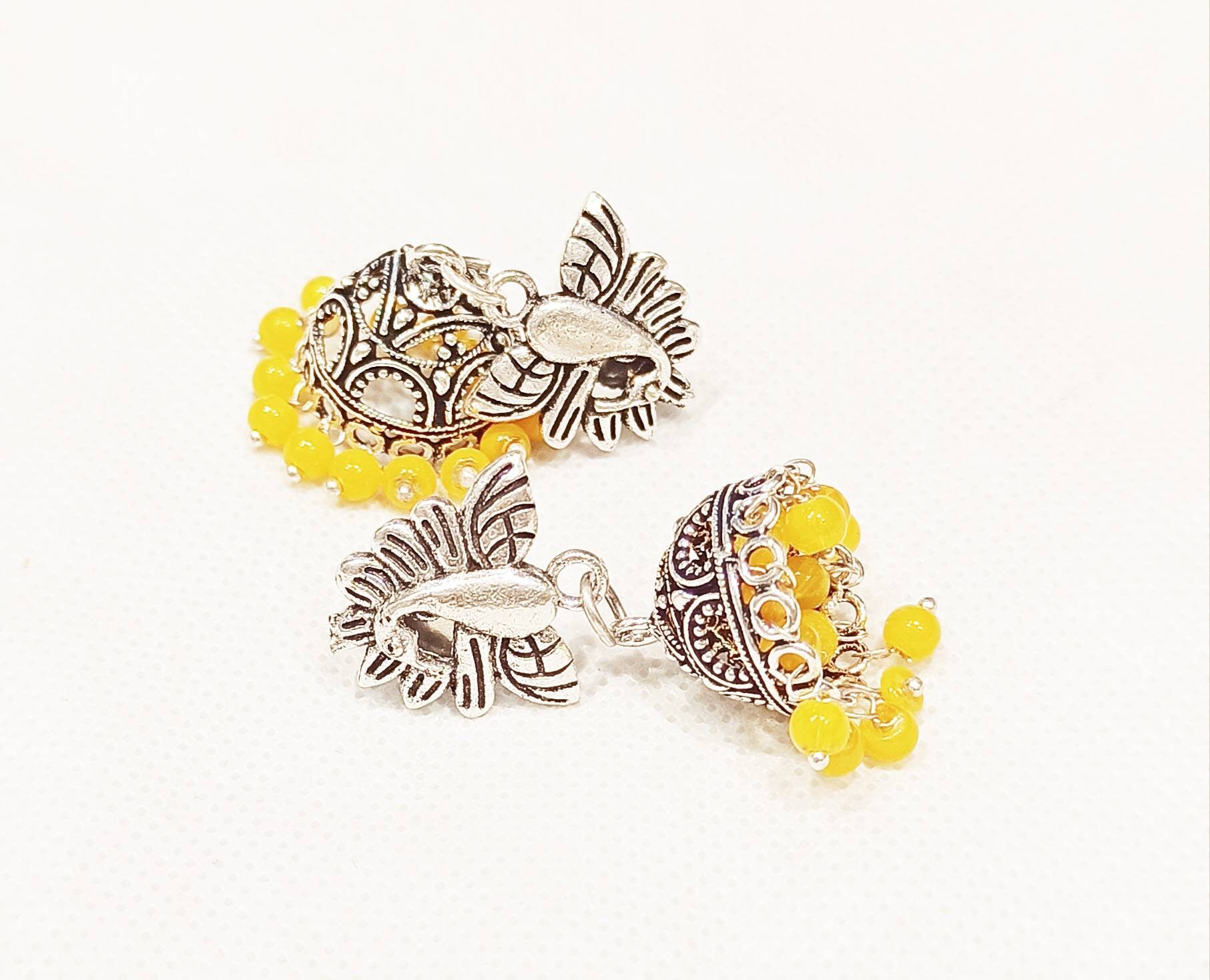 Peacock Small Oxidised Jhumki Earrings handmade Jhumka Etsy UK