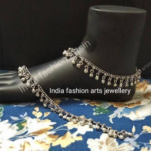 Trendy indian Oxidized Anklets Feet Bracelet, Ankle Chain Noisy Sounds bells, Traditional Indian Anklet Pair