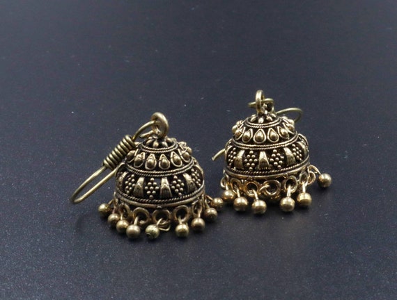 Golden oxidized jhumka new arrivals