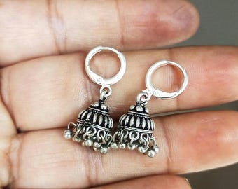 Silver Plated Jhumki Earrings: Handmade Rajasthani Ethnic Style