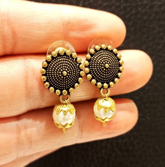 Buy OOMPH Jewellery Black Beads Delicate Drop Fashion Earrings For Women &  Girls (EBJ54) (EBJ48) - Black, Gold at Amazon.in