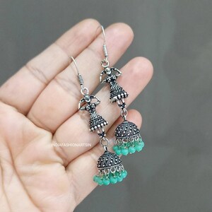 Handmade Oxidized Brass Jhumka Earrings: Ethnic Indian Jewelry