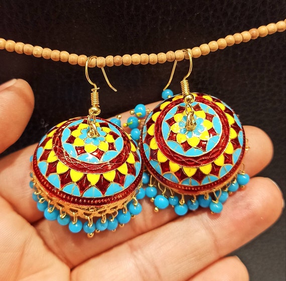 Buy Trendy Enamel Jhumka Earrings/traditional Meenakari Indian  Jhumka/handmade Jhumka Earrings. Online in India - Etsy