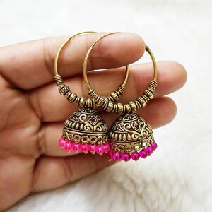 Oxidized jhumka/Antique Golden Oxidized Chandbali Earrings/Bollywood jhumkas Earrings/Traditional Jhumkas/Chandbali Jhumkas