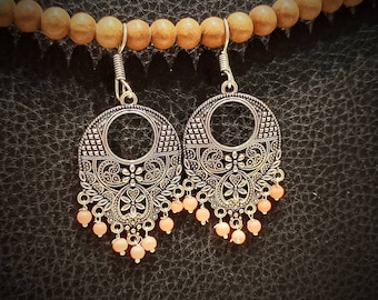 Oxidized Dangler Earrings: Handmade Silver Plated Indian Ethnic Style