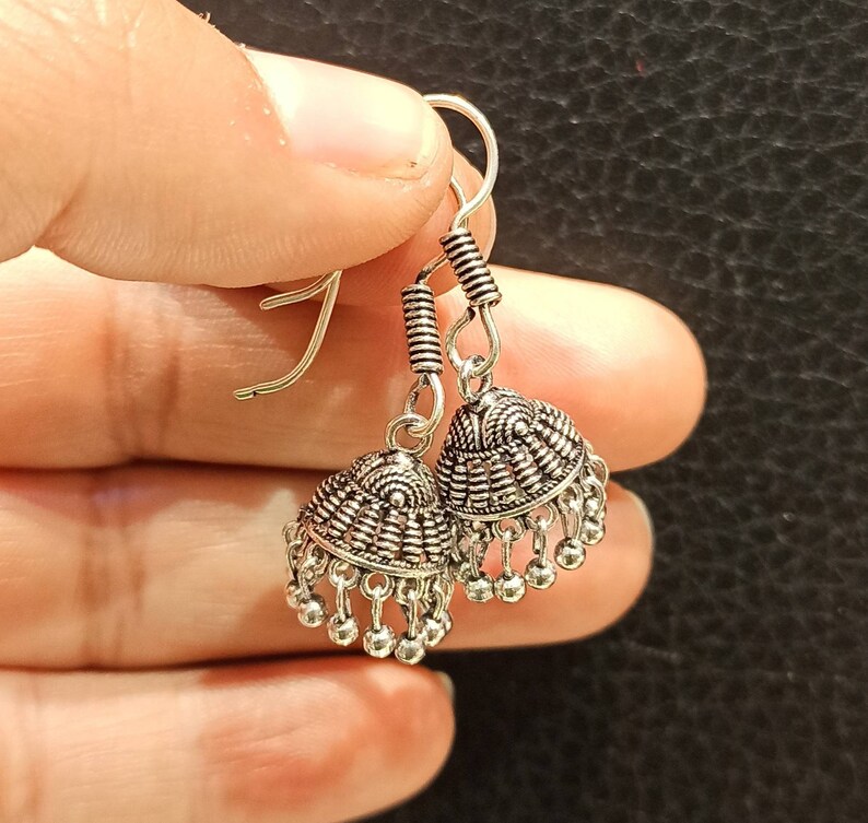 Small Jhumkas Earrings Jaipuri Jhumkas Earrings Oxidized Earrings Trendy Small Indian Handmade Jhumkas Earrings