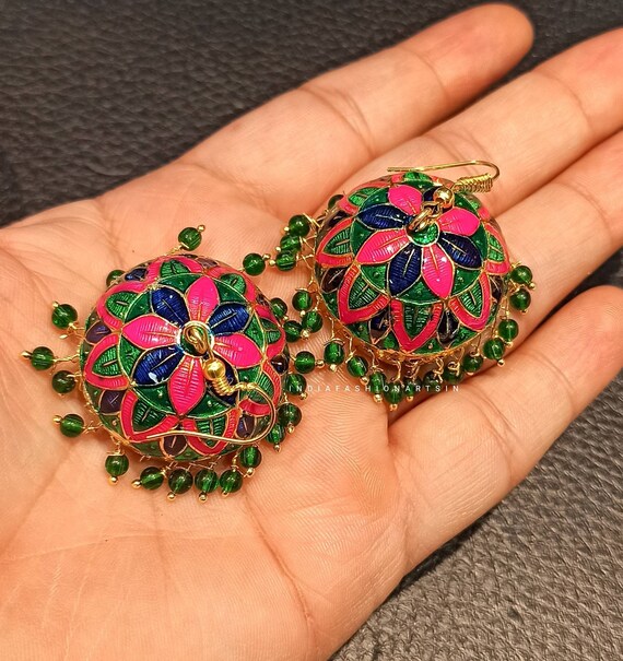 Jaipuri meenakari earrings best sale