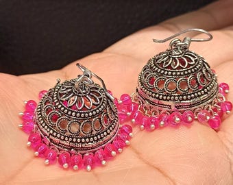 Oxidized Jhumka Earrings: Indian Bollywood Style