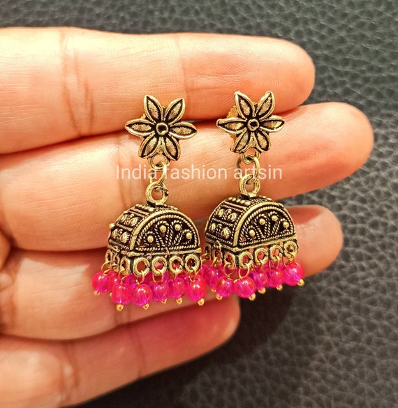 Copper Golden Small Jhumkas Earrings,oxidized Jhumkas,traditional Regular  Wear Earrings - Etsy