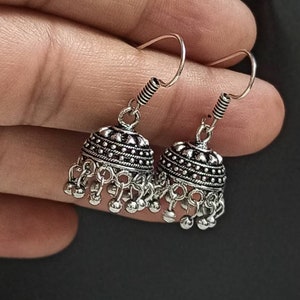 Handmade Oxidized Brass Jhumki Earrings: Ethnic Indian Jewelry
