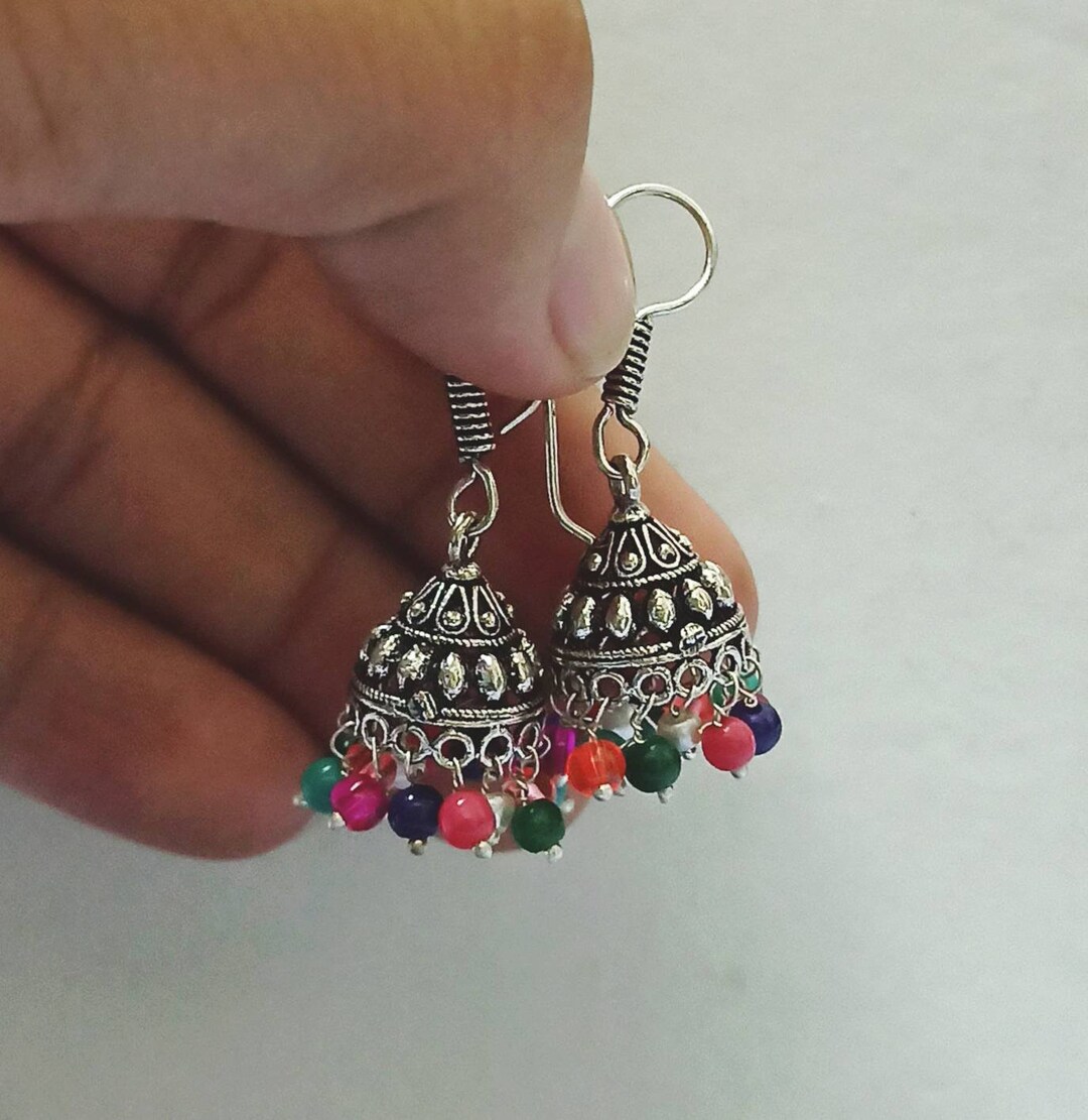 みみずく Mystic Topaz Earrings in sterling silver with larimar