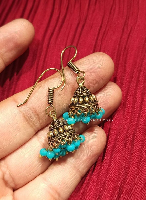 Indian Ethnic Bollywood Gold Plated Small Jhumka Jhumki Earrings Bridal  Jewelry | eBay