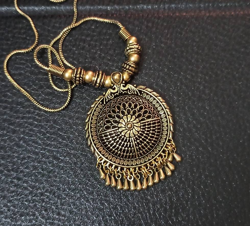 Oxidized Necklace Ethnic Golden 