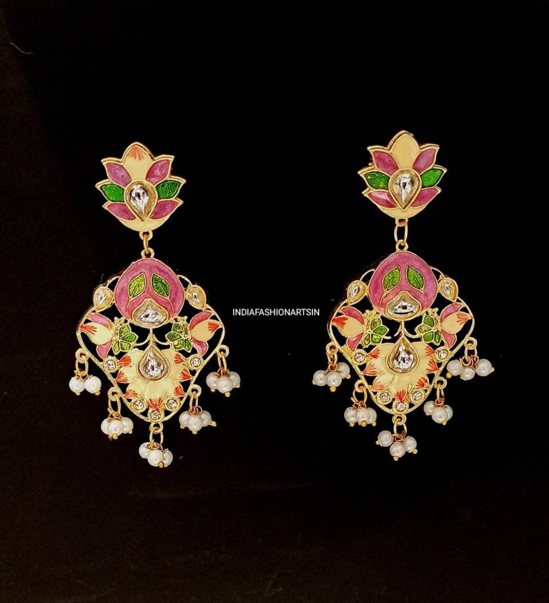 Handmade Light Weight Earrings Traditional Meenakari Earrings Colourful