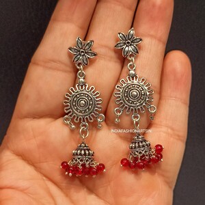 Handmade Oxidized Brass Earrings: Ethnic Tribal Style