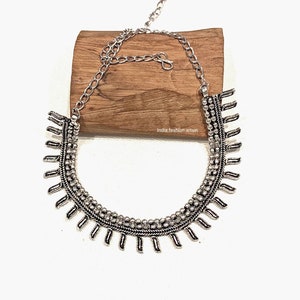 Silver Plated Oxidized Necklace/Handmade Ethnic Oxidized Necklace/Indian Fashion Necklace/Tribal Necklace/Gift for her.