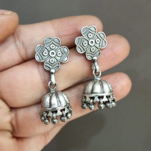 Sterling Silver 925 Jhumka/Indian Jhumka Traditional 925 Silver Earrings/Traditional Indian Handmade Earrings/Silver 925 Jhumki for women